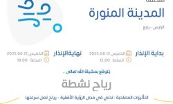 حالة الطقس اليوم في المدينة المنورة الإنذار الأصفر في الرايس وينبع