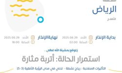 حالة الطقس اليوم في الرياض الإنذار الأصفر في الأفلاج