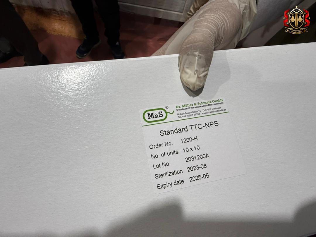 May be an image of ‎text that says '‎م D-37079 00 Dr. Moller Schmelz GmbH GesRONc ក្រជុយ M&S Sd Tal+ Standard TTC-NPS Order No. 1200-H 10x10 No. of units 2031200A 2031 Lot No. Sterilization 2023-06 Expiydate Expiy date 2025-05‎'‎