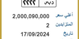 سعرها يتخطى الـ2 مليار جنيه، المزايدة على لوحة معدنية مميزة للسيارات