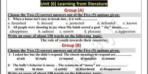 مراجعات نهائية.. أسئلة تقييم الأسبوع الـ 13 اللغة الإنجليزية الصف الأول الثانوي