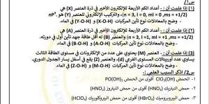 مراجعات نهائية.. أسئلة تقييم الأسبوع الـ 13 الكيمياء الصف الثاني الثانوي