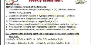 مراجعات نهائية.. أسئلة تقييم الأسبوع الـ 14 الكيمياء لغات الصف الثاني الثانوي