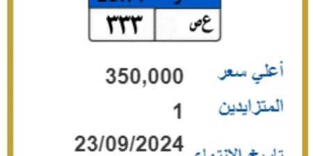 بقيمة 350 ألف جنيه، «المرور» تطرح لوحة معدنية مميزة للتزايد