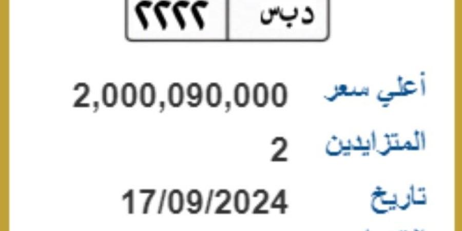 سعرها يتخطى الـ2 مليار جنيه، المزايدة على لوحة معدنية مميزة للسيارات