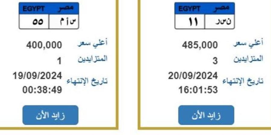 بقيمة 500 ألف جنيه، «المرور» تطرح لوحات معدنية مميزة