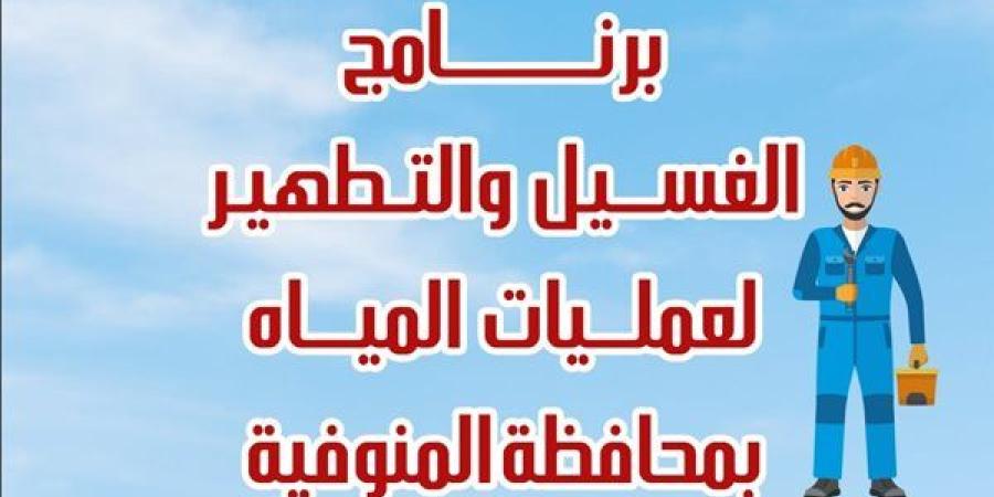 مياه المنوفية تعلن خطة غسيل الشبكات خلال شهر يناير 2025