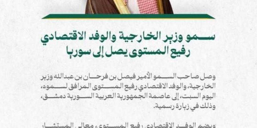 وصول وزير الخارجية والوفد الاقتصادي رفيع المستوى إلى دمشق في زيارة رسمية